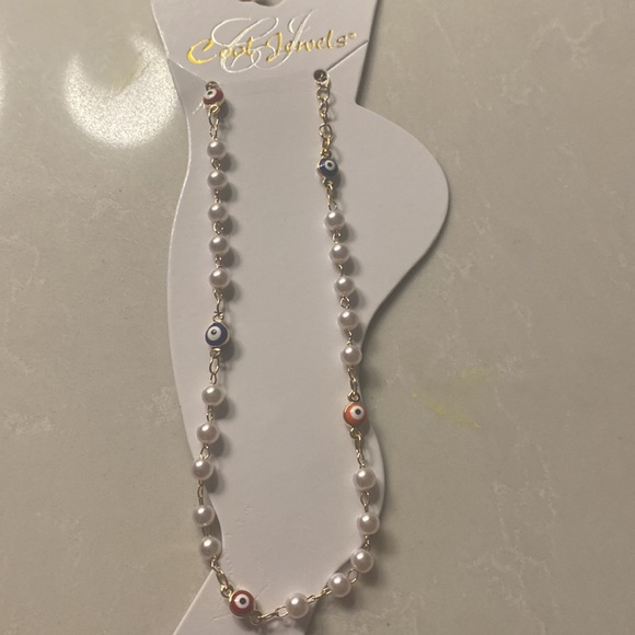 cool jewels Jewelry Nwt Cool Jewels Faux Pearls And Evil Eye Gold Tone Ankle Bracelet